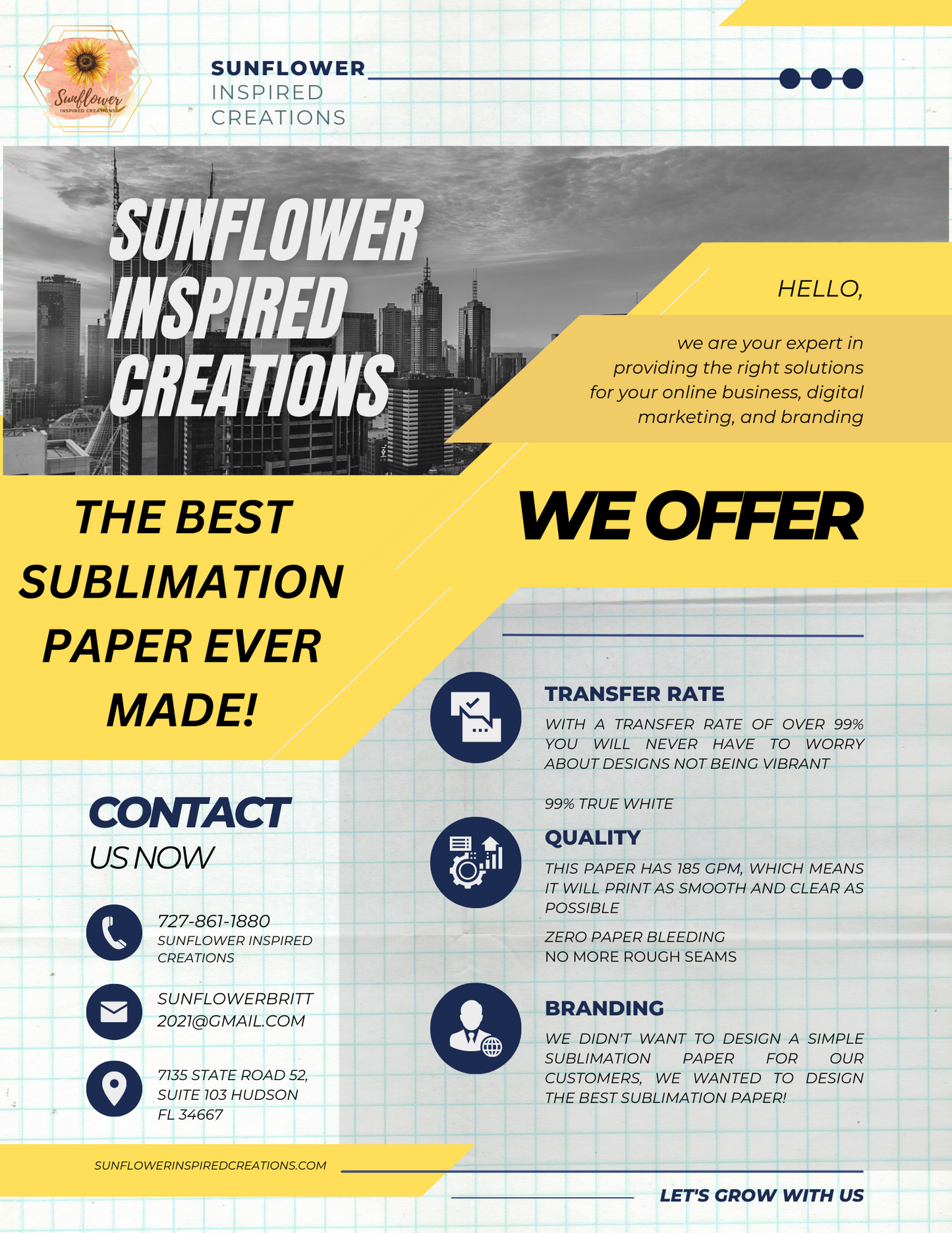 SIC SUBLIMATION PAPER 8.5X11 OR 11X17 185G (25 pages)